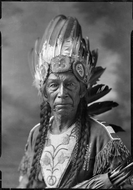 Just look at the gorgeous beaded breastplate that the Chief wears. I think it is a prairie anemone. I'd love to learn more about who made this for him - a daughter, a wife, his mother? #womensartisart
